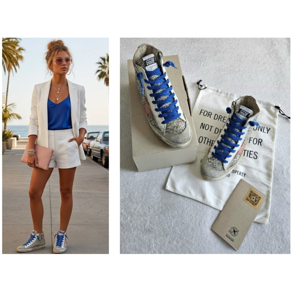 GOLDEN GOOSE GGDB francy penstar classic glitter star sneakers $695 i-38 / us-8